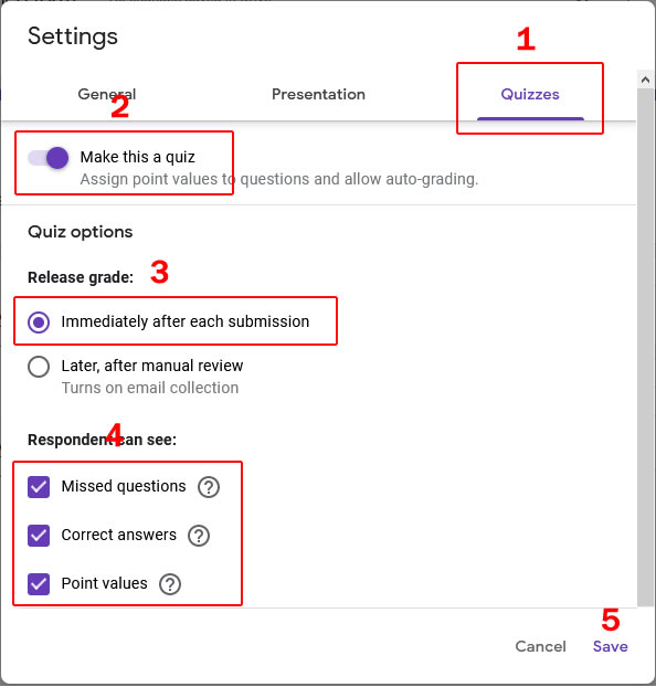 pengaturan quize google form