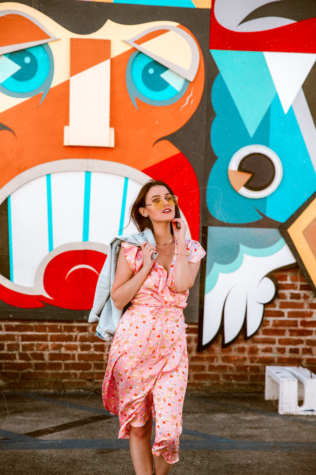 rag & bone mural on abbot kinney, venice california, shelly stuckman, arizona girl, westmoon la, vans, zara denim jacket, yellow glasses urban outfitters, old skool platform vans, journeys