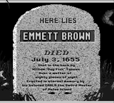 La lápida de Doc Emmet Brown en Isla Melee