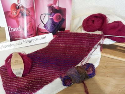 Diagonaalbreien Gebreidesjaals Noro yarns Drops kidsilk streepjesbreien