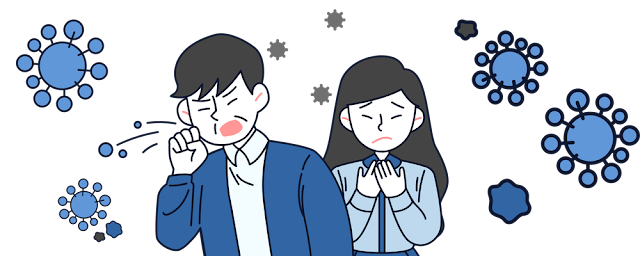 기침을하는 남성과 여성