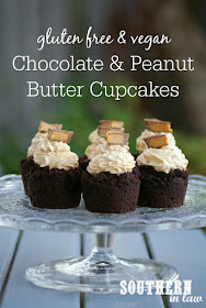 Vegan Chocolate and Peanut Butter Cupcakes - healthy, low fat, gluten free, peanut butter frosting, egg free, dairy free, peanut butter cup cupcakes, healthy birthday cakes