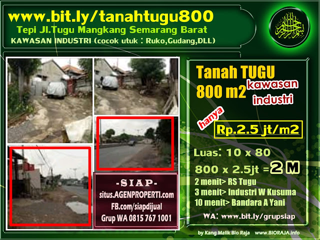 Cari tanah dijual? jual tanah di JL TUGU MANGKANG SEMARANG BARAT 800 m2. bit.ly/tanahtugu800 Tanah luas cocok untuk bangunan RUKO, GUDANG DLL.