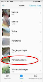 folder penyimpanan video rekaman layar 