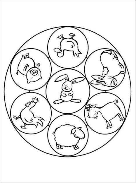 Animal Farm Mandala Coloring Pages