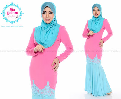 EXCLUSIVE KURUNG MODEN MERMAID ##COLOR BLOCK## - Baby Pink and Baby Blue