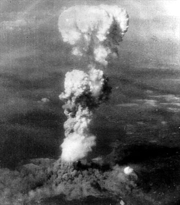 The explosion of the bomb on Hiroshima