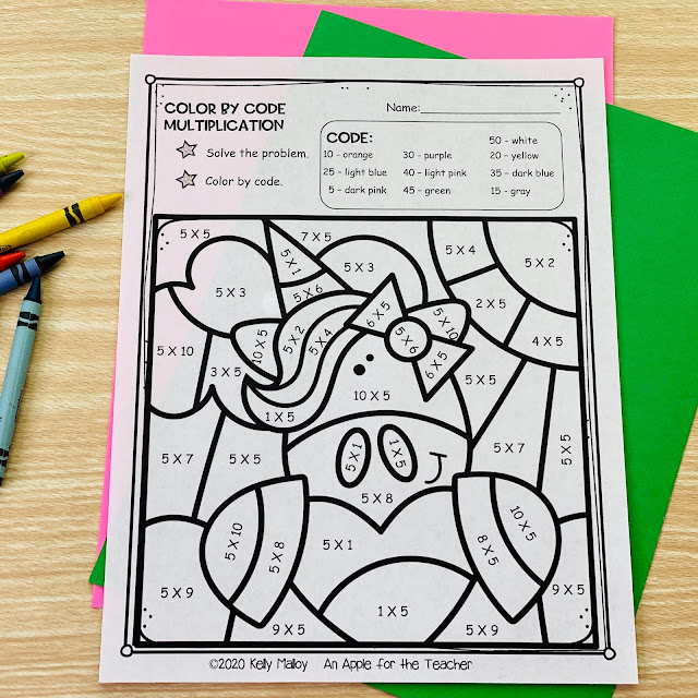 Unicorn Color By Number Multiplication Sheets