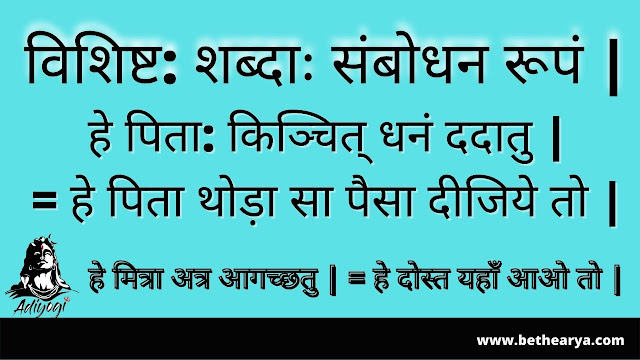 विशिष्ट: शब्दाः संबोधन रूपं |