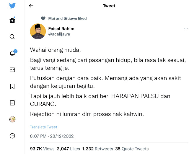 Isu curang sebelum kahwin pun normal berlaku dan suka bagi harapan palsu