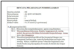 Unduh RPP Al Qur'an hadits untuk MI kelas 1 Kurikulum 2013 | Wawasan Pendidikan Nusantara