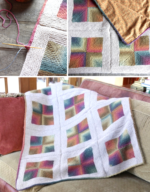 Mitered Squares Throw With a Fabric Lining - Tutorial 