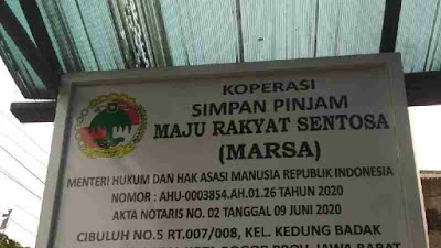 PERESMIAN KOPERASI MARSA KEDUNG BADAK SECARA SEDERHANA DISAAT PANDEMI COVID-19.