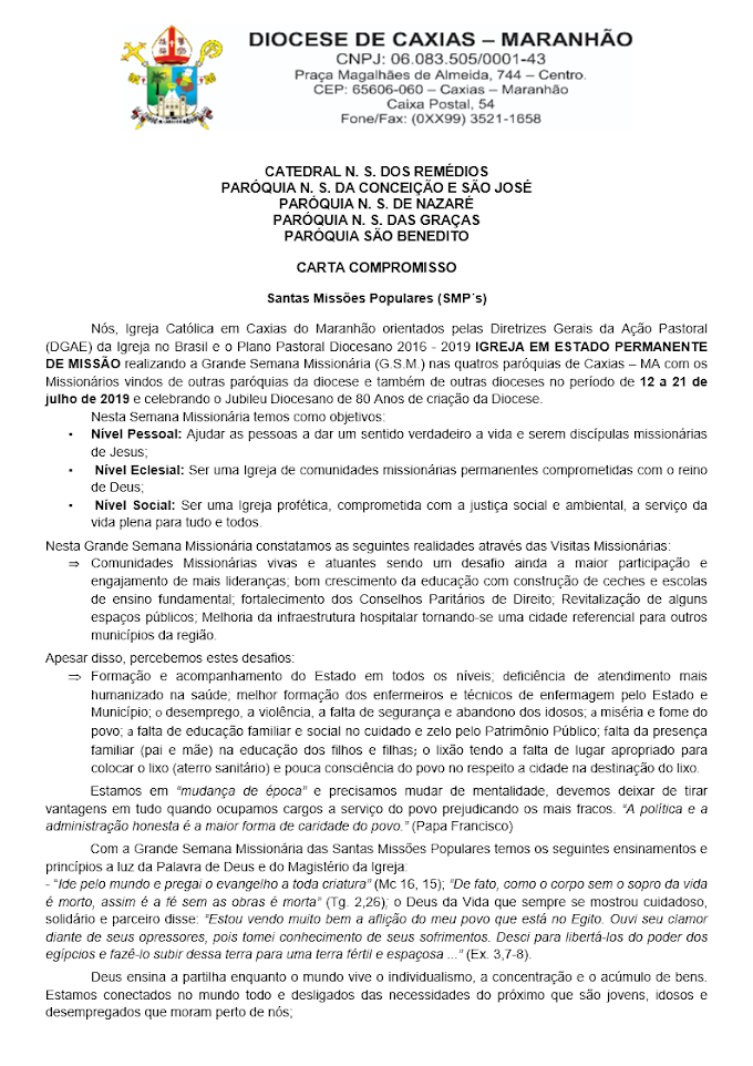 CARTA COMPROMISSO DA G.S.M. DAS SMP DE CAXIAS - MA