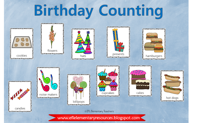 adjective noun word order birthday flashcards