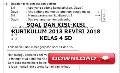 SOAL DAN KISI-KISI KURIKULUM 2013 REVISI 2018 KELAS 4 SD