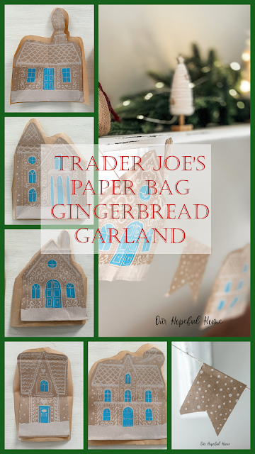 collage for Trader Joe's paper bag gingerbread garland