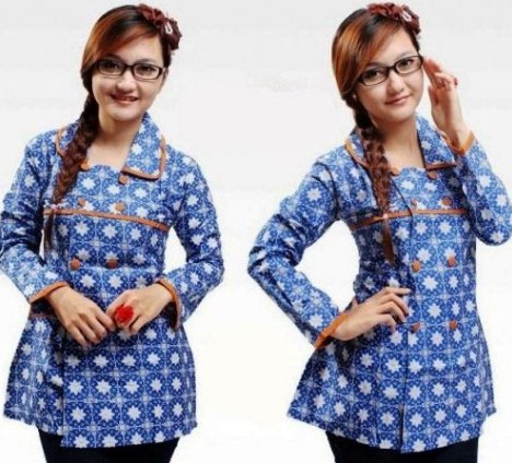 15 Model Baju Batik Lengan Panjang Wanita Modern 2019