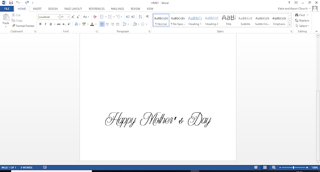 Screenshot of the font on a word doc