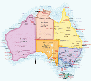 Australia - harta gjeografike të Australisë 