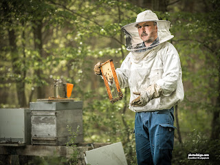 Denis Lieb s'occupant de ses abeilles, par PHOTO DALGO