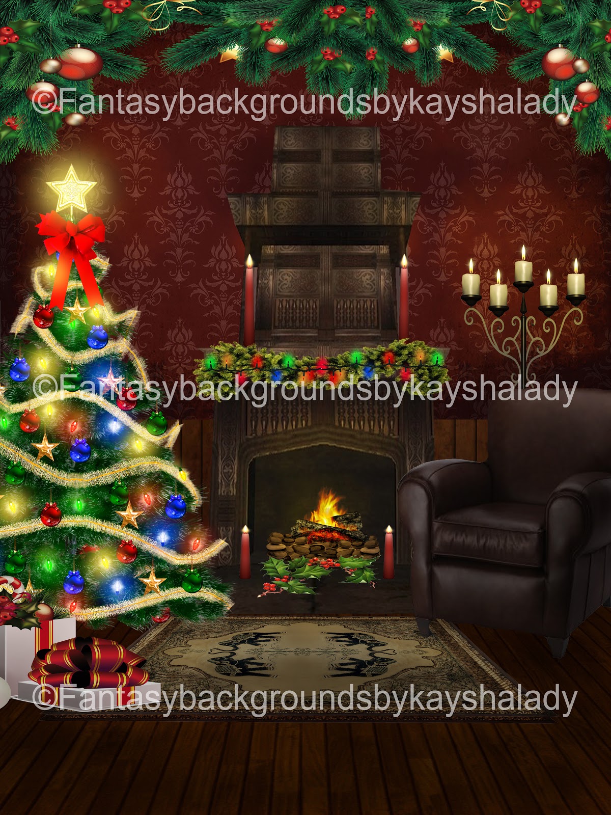 fantasybackgroundsbykayshalady: Christmas Fireplaces Fantasy ...