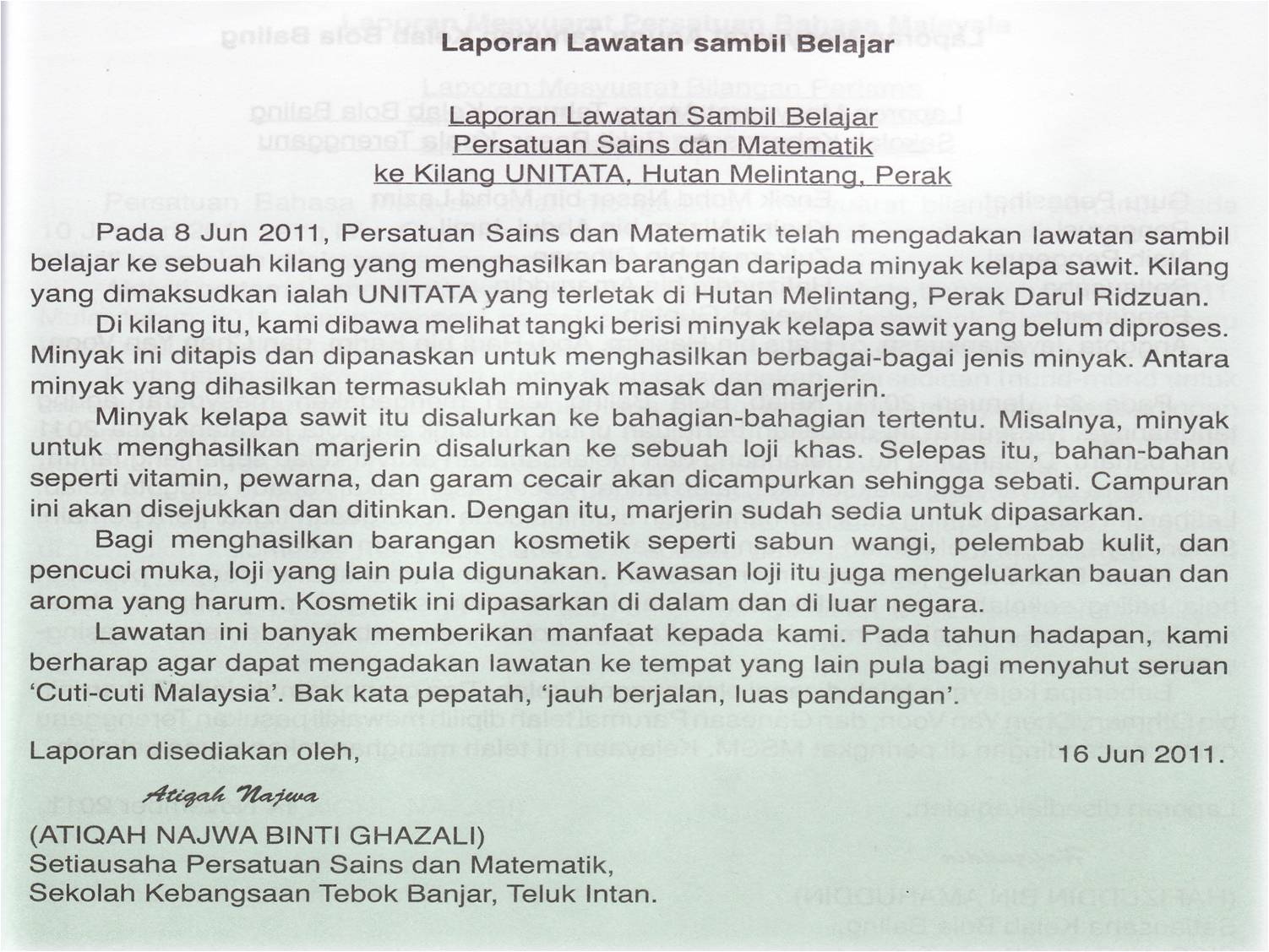 Selamat datang: Karangan Berformat Laporan