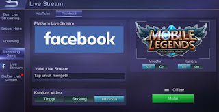 Cara Live Streaming Mobile Legends di Facebook dan Youtube