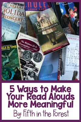 Pin Image Title "How to Make Read Alouds More Meaningful" along with a pile of books on the upper elementary level