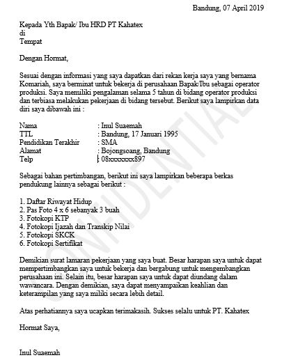 Contoh Surat Lamaran Kerja Di Pabrik Panduan Lengkap Ratutips