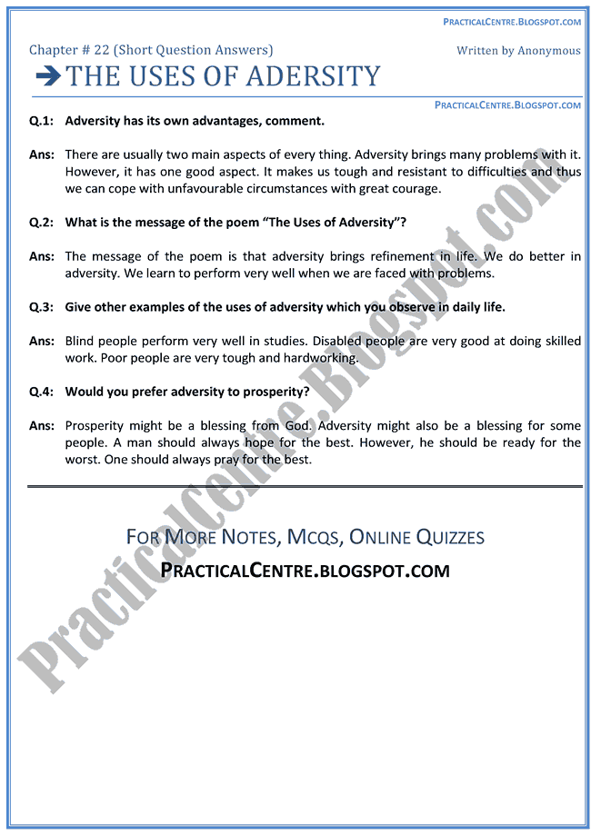 the-uses-of-adversity-questions-answers-english-x