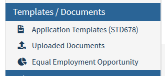 Image showing the section of your CalCareer Account where you can find Application Templates (STD 678)