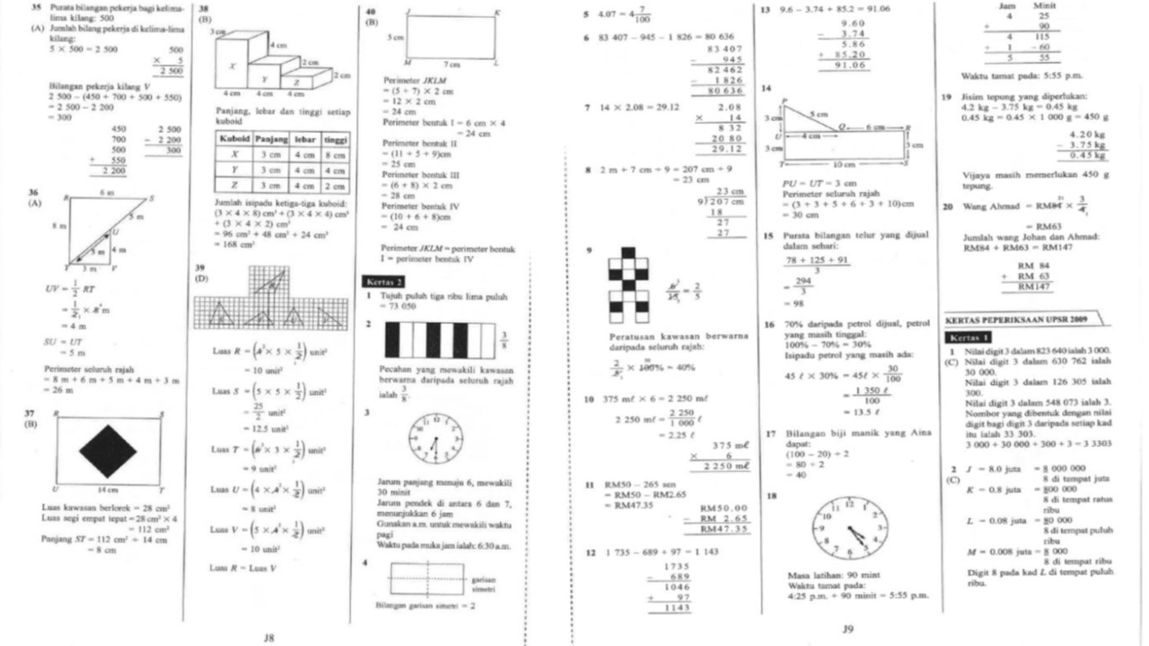 Soalan Dan Jawapan Matematik Darjah 6 - Terengganu x