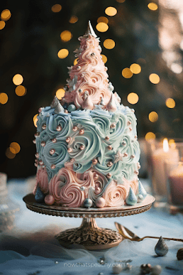 blue white pink pastel theme Best 50+ Christmas Cakes to Lust After for Your Festive Party Ideas, Buttercream Frosting Holiday Homemade Cake Inspo to DIY. Dessert Ideas for Events