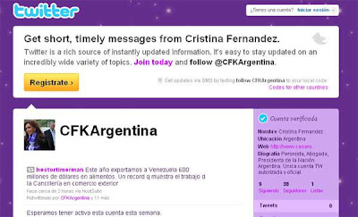 Cristina se incoporó a Twitter