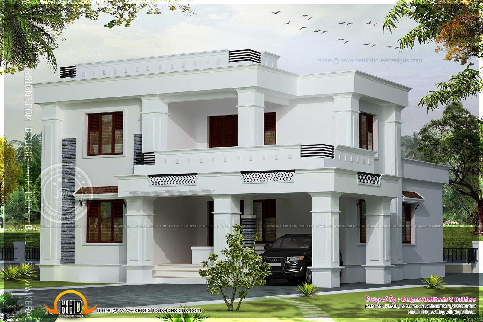  Simple  flat  roof  villa in 2042 square feet Home  Kerala Plans 