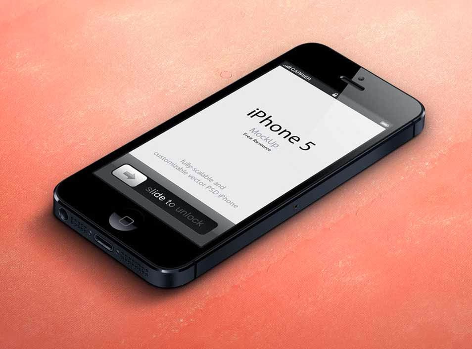 3D View iPhone 5 PSD Mockup
