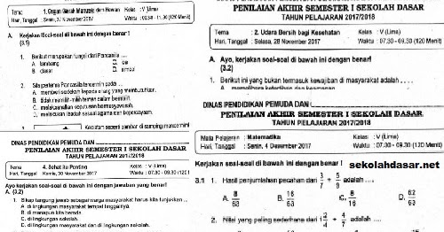 Kumpulan Soal Penilaian Akhir Semester 1 Kelas 5