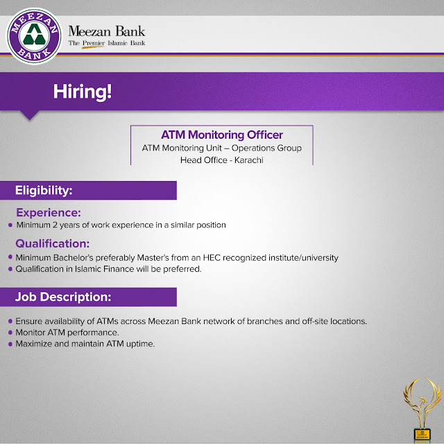 Meezan Bank Limited Latest Jobs in Karachi ATM Monitoring Officer 2024