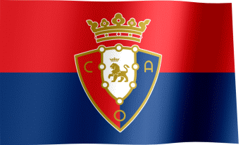 The waving fan flag of CA Osasuna with the logo (Animated GIF)