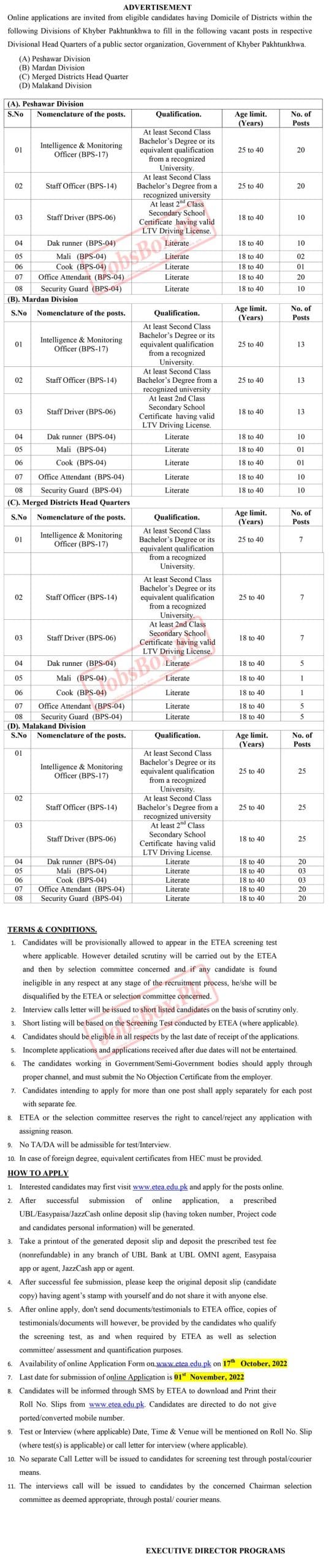 KPK Government Organization Jobs 2022 Latest Advertisement