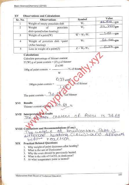 Thinner content in oil paint Basic Chemistry (22102) Msbte manual answers -mypractically