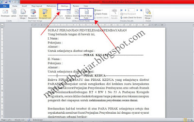 Dalam kehidupan kita sehari hari selalu berkaitan dengan banyak dokumen yang isinya berbed Cara Membuat Mail Merge Pada Ms.Word 2010