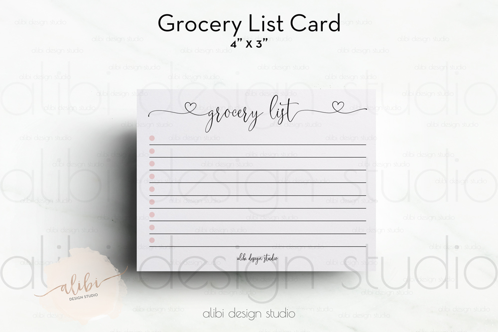 Alibi Design Studio - Grocery List - Printable Cards