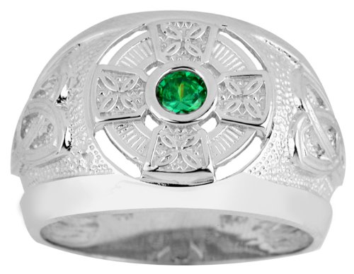 Have Silver Celtic Ring Mens with Emerald 10 right now