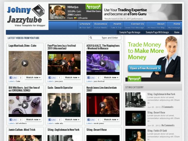 Demo Johny Jazzytube Blogger Template