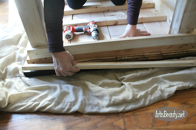 taking the apron off the old farmhouse table to replace legs diy build it yourself