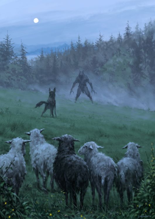 Jakub Rozalski artstation arte ilustrações pinturas fantasia terror sombrio lobisomens