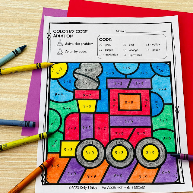 Rev Up Math Facts Skills with Transportation-Themed Addition Color by Number Worksheets