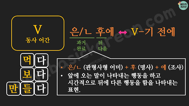 koreangrammar V-은 후에/ㄴ 후에